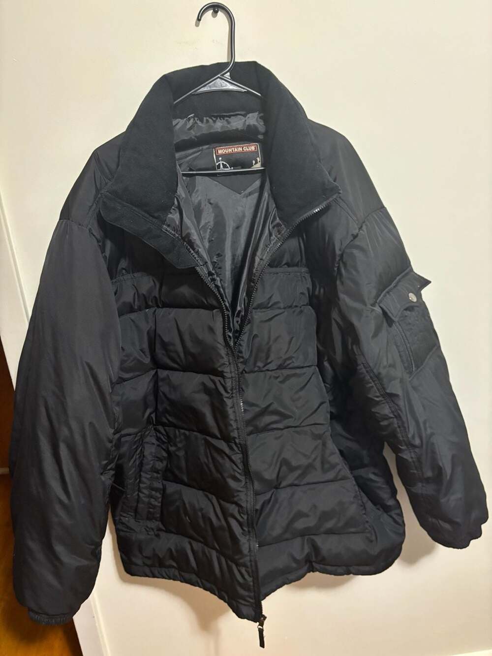 Mountain Club Black Puffer Jacket with Sleeve Utility Pocket